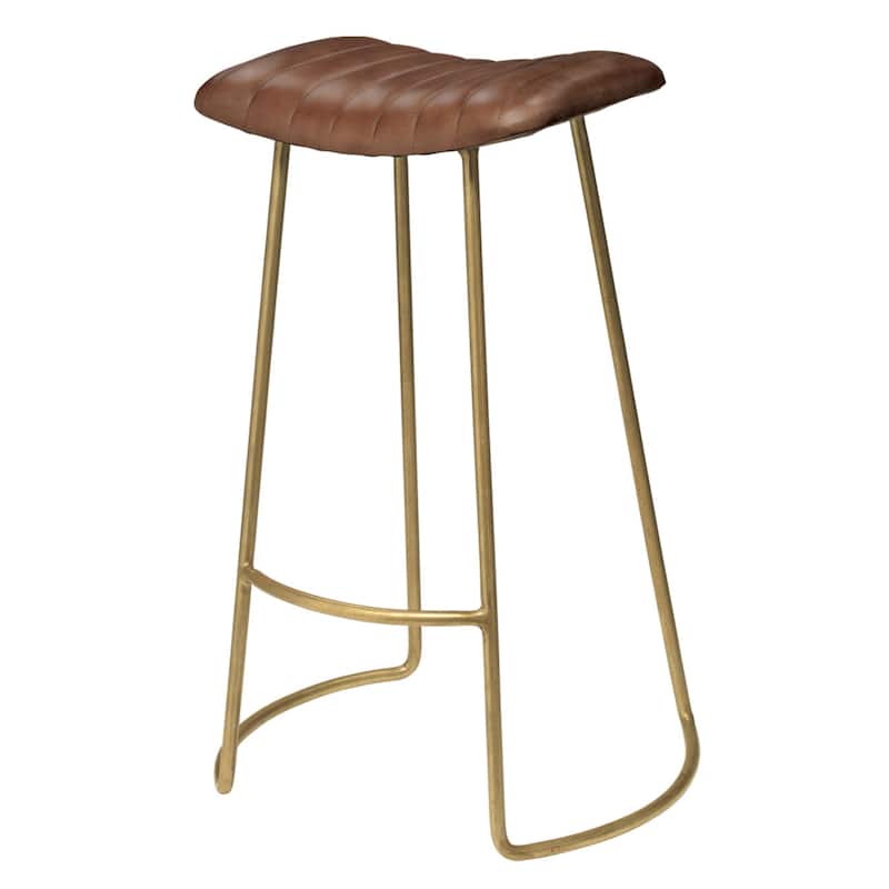 Alden Décor Logan Leather Counter Stool, Brown - Single - Brown - Bar Height