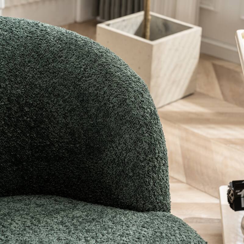 Swivel Accent Chair, Furry Round Barrel Chair