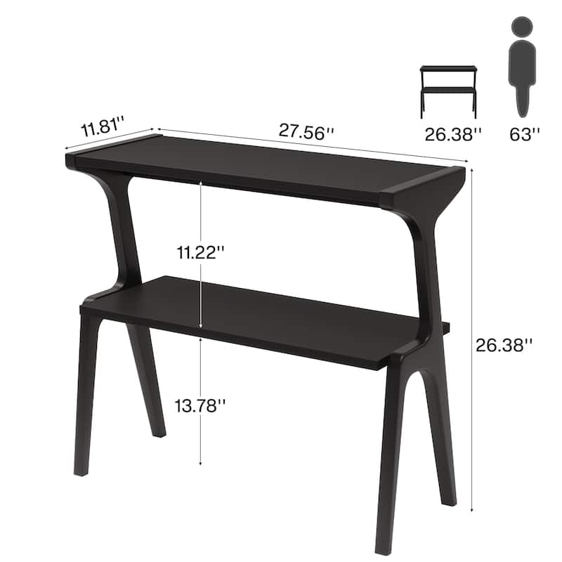 Narrow End Table for Living Room, 2-Tier Slim Sofa Side Table (Set of 2)