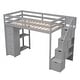 preview thumbnail 13 of 45, Wooden Loft Bed Frame with Shelves,Storage Drawers and Stairs,Twin size