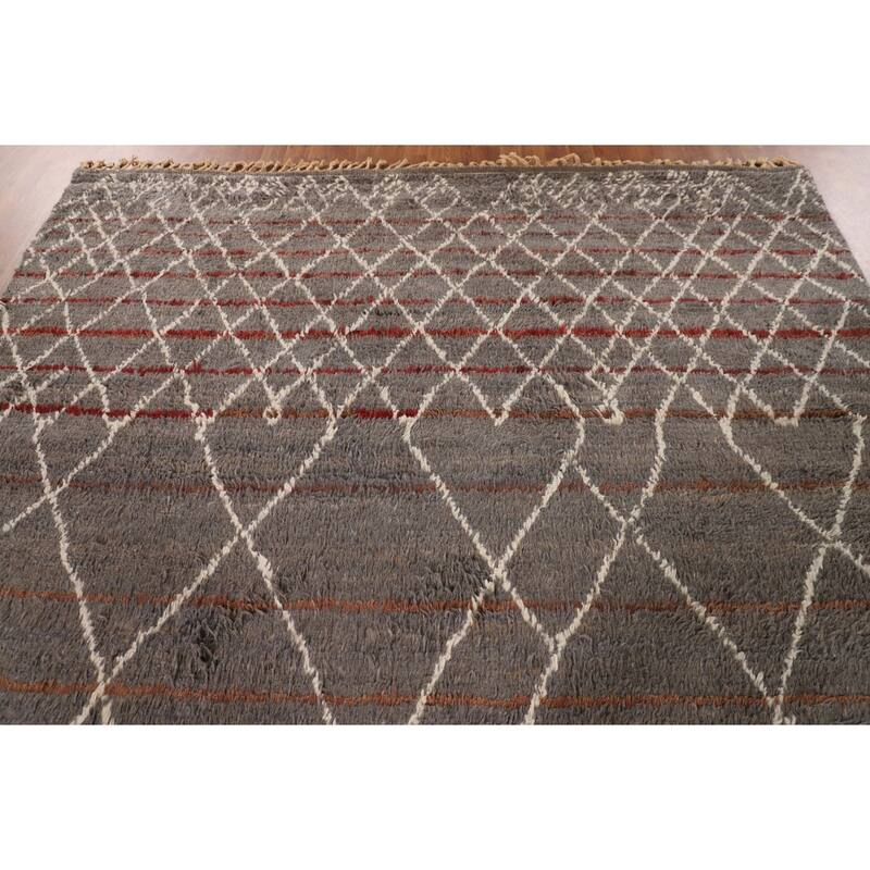 Trellis Moroccan Oriental Area Rug Handmade Wool Carpet - 7'11" x 10'10"