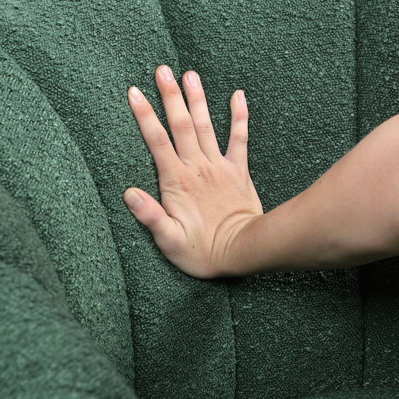 Arden 31" Boucle Swivel Chair with Ottoman - Solid Wood Legs