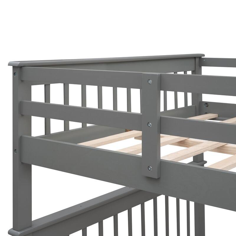 Stairway Full-Over-Full Bunk Bed with Storage and Guard Rail for Bedroom, Dorm