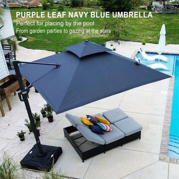 11 patio umbrella with lights Crestlive Products 11-ft Aluminum Tan Slide-tilt Cantilever Patio Umbrella  with Lights with Base in the Patio Umbrellas department at Lowes.com