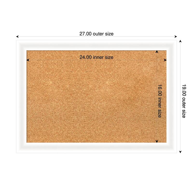 Oliver White Narrow Wood Framed Cork Board - Bulletin Board, Organization Board, Pin Board - Natural - 27 x 19 in