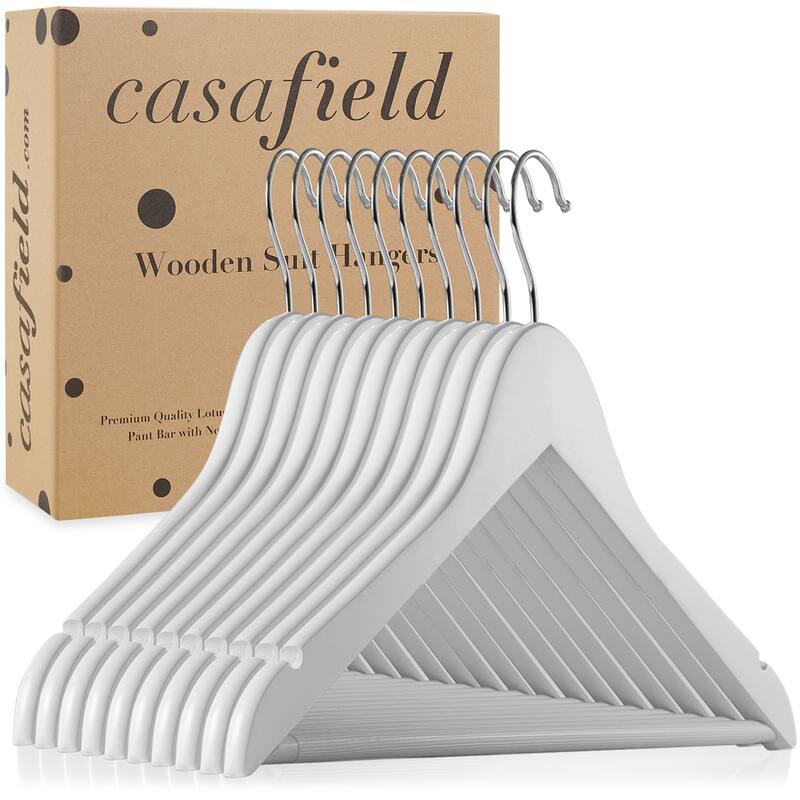 10 Wooden Suit Hangers - 10 Pack