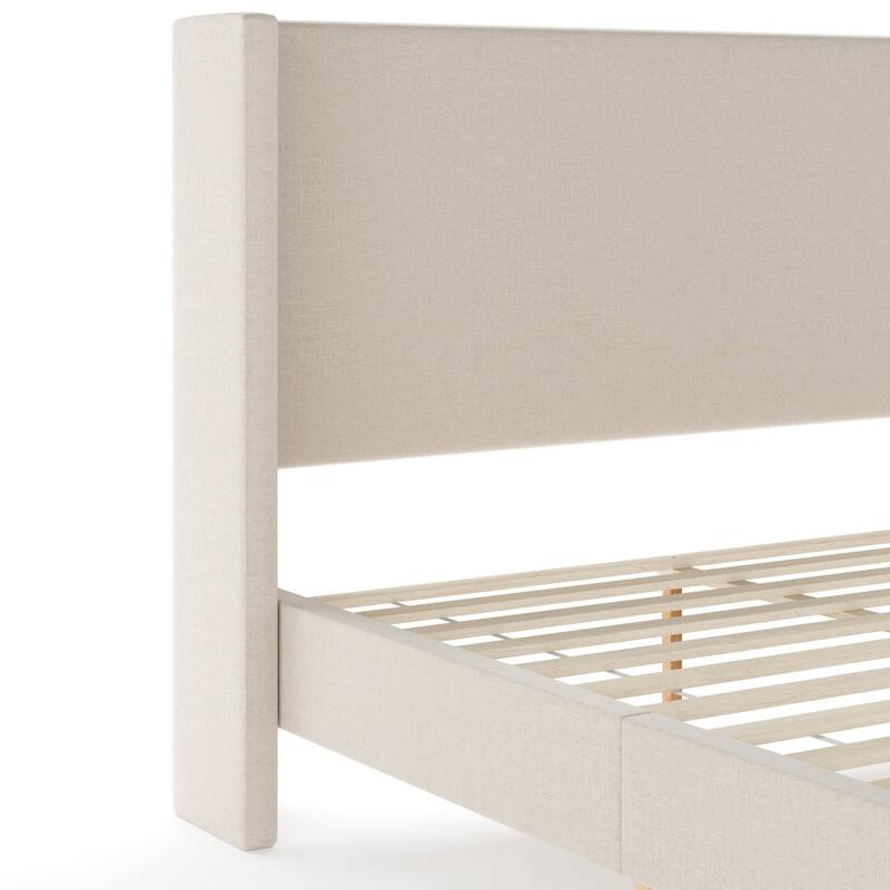 Martha Stewart Upholstered Platform Bed with Wingback Headboard