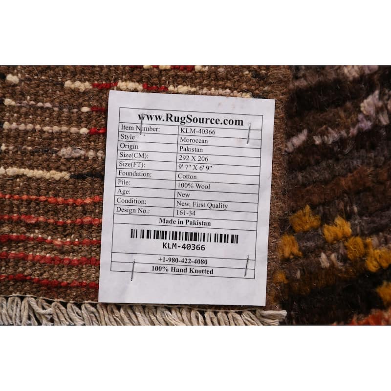 Geometric Moroccan Oriental Area Rug Handmade Bedroom Wool Carpet - 6'9" x 9'7"