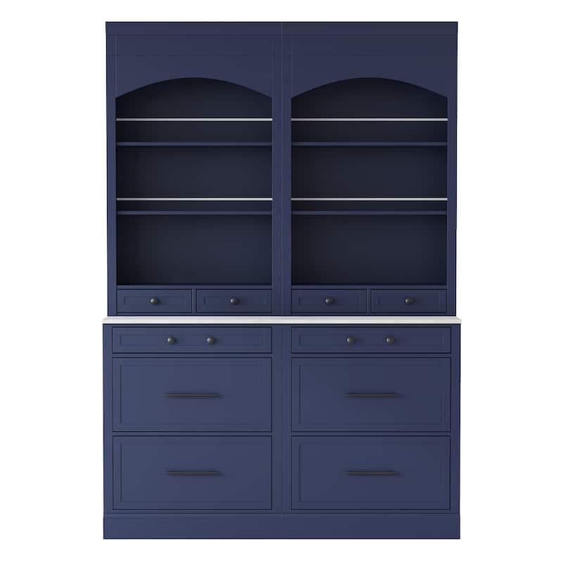 Roomfitters 83.7" Tall Kitchen Pantry with Faux Marble Top, 5 storage unitss and Adjustable Shelf, Freestanding Cabinet