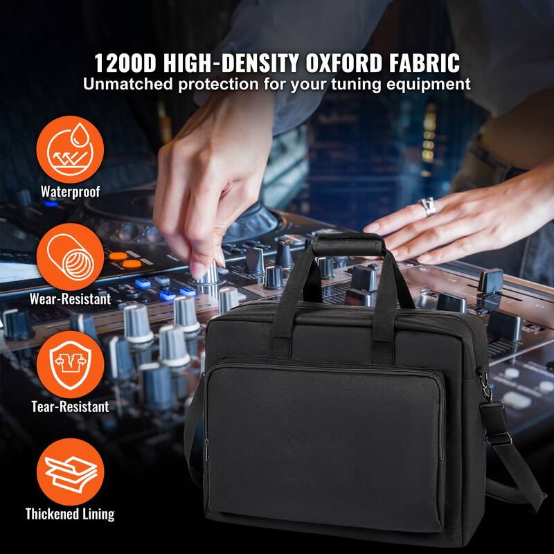 DJ Bag, 1200D Oxford Fabric, DJ Gear Carry Bag with a Storage Pocket 4.92 ft Removable Shoulder Strap 0.39 in Padding