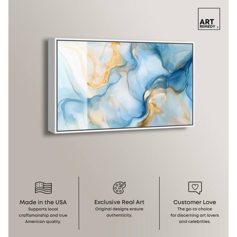 Blue Veined Gold Canvas by Art Remedy