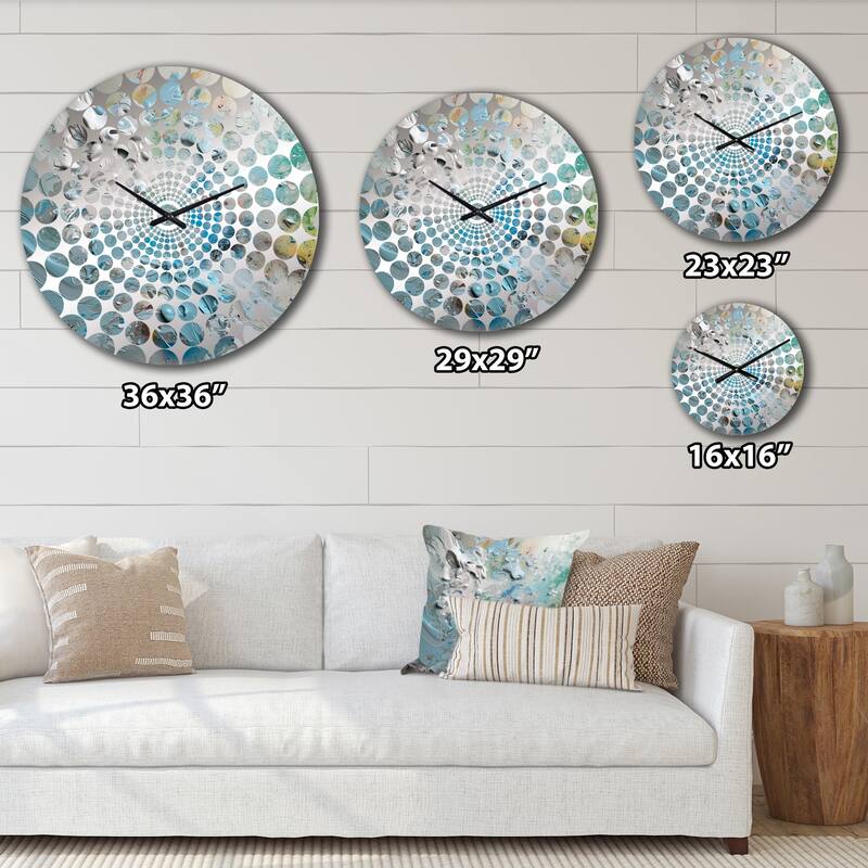 Designart "Summer Memories Abstract In White And Blue III" Abstract Painting Clocks Modern Wall Clocks For Hallway Décor