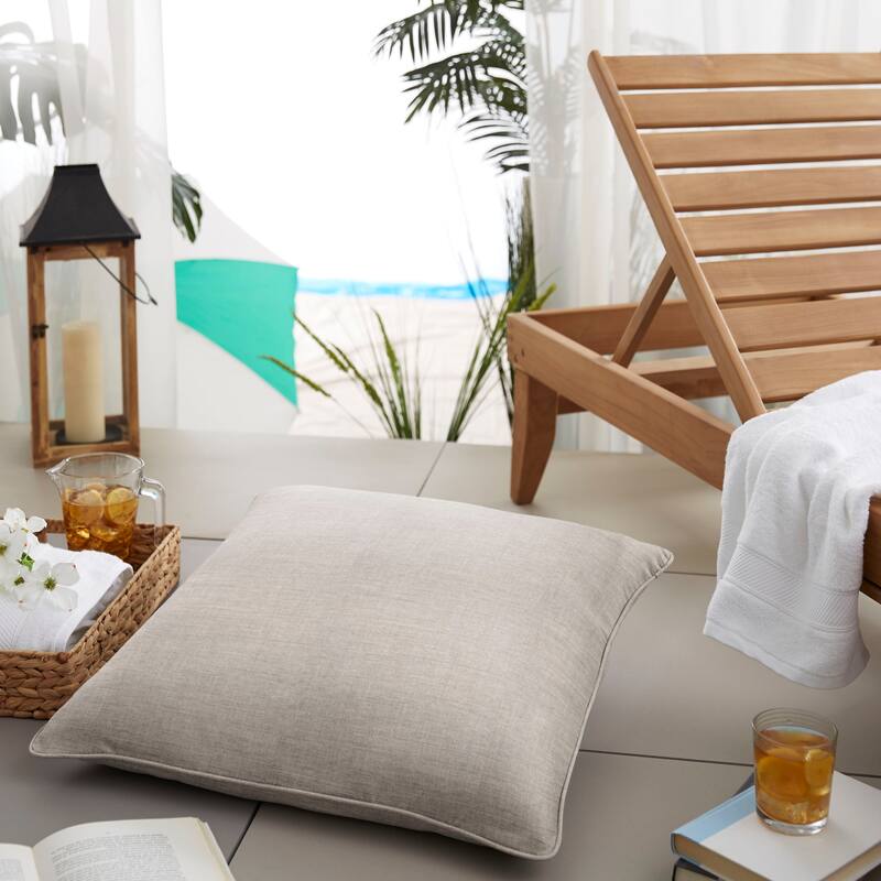 Sorra Home Sunbrella Outdoor Corded Floor Pillow Single - Sunbrella - Cast Silver