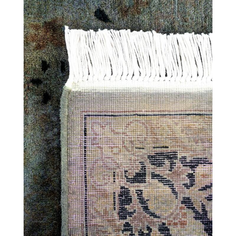 Overton Hand Knotted Wool Vintage Inspired Modern Contemporary Overdyed Gray Runner Rug - 3' 0" x 10' 2"