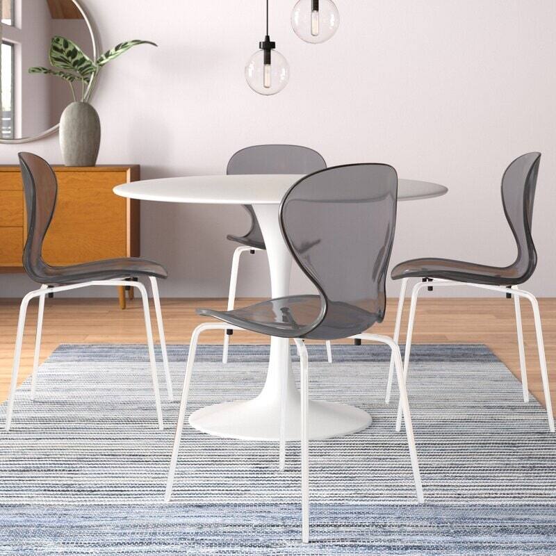Stackable Plastic Dining Chair Set of 4 Transparent Modern Accent Side Chair for Indoor and Outdoor