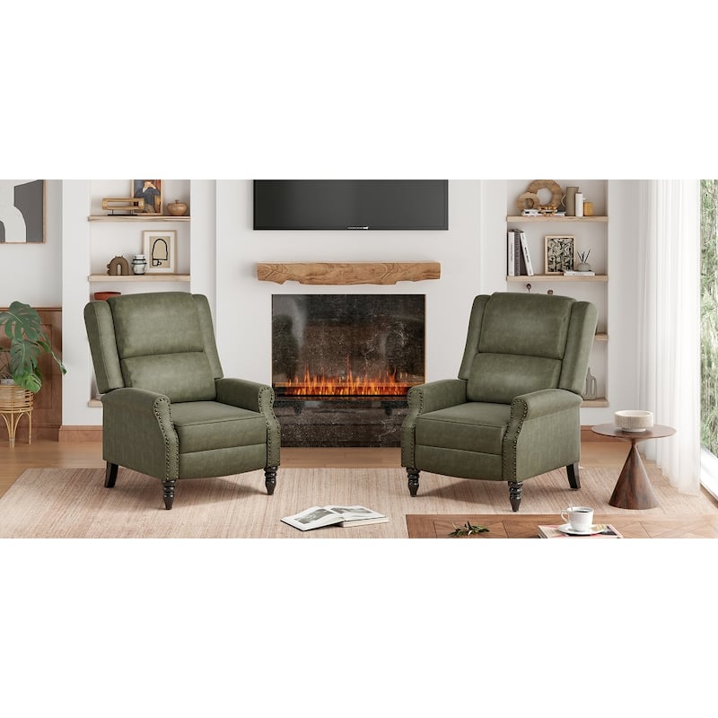 Faux Leather Pushback Recliner Chair for Living Room Bedroom