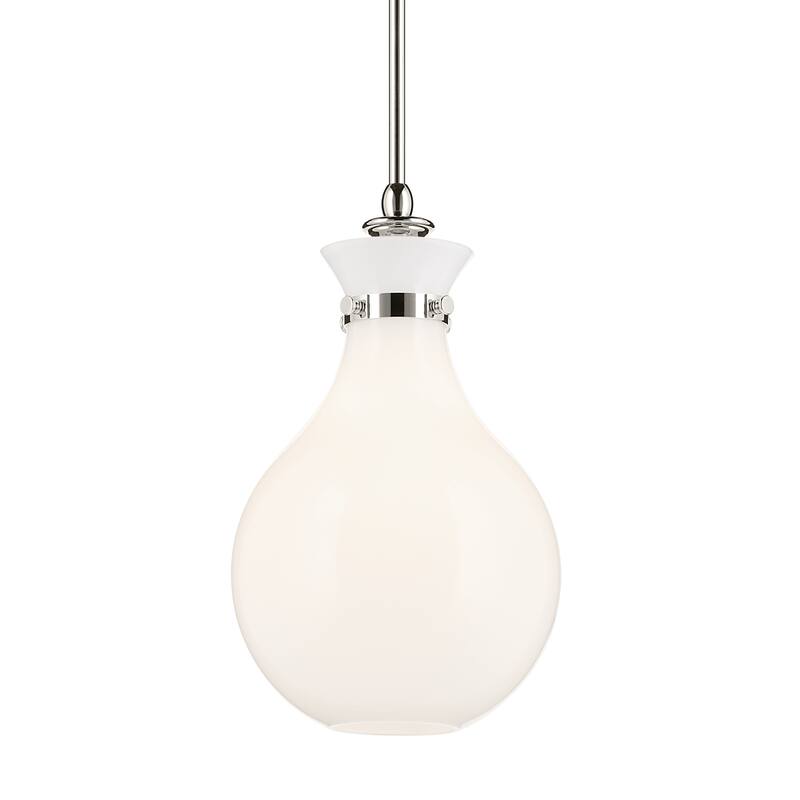 Kichler Lighting Laria 9.75 Inch 1 Light Pendant with Opal Glass in Polished Nickel