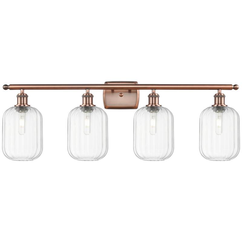 Innovations Lighting Endless Possibilities Ballston - Preston - 4 Light 37" Jar Shade Bath Vanity Light - Clear/Antique Copper