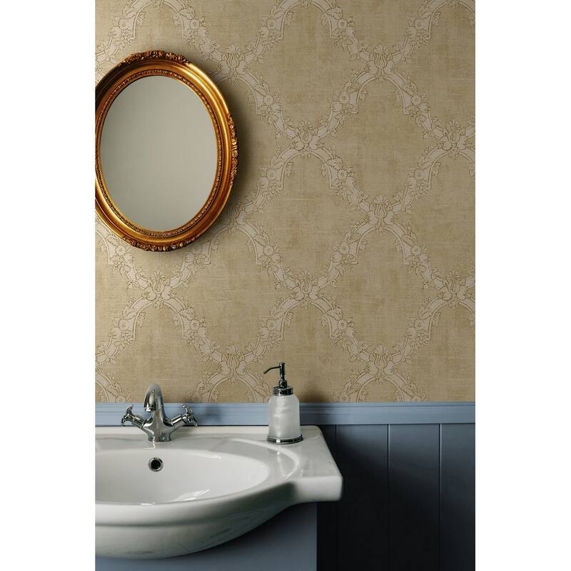 Seabrook Designs Alanis Floral Trellis Unpasted Wallpaper