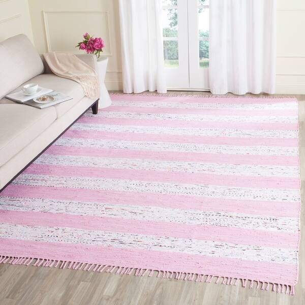 slide 2 of 42, SAFAVIEH Handmade Flatweave Montauk Calli Casual Cotton Rug 5' x 7' - Ivory/Light Pink - Rectangle
