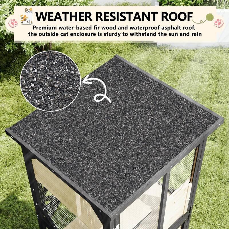 BOSSIN 71" Outdoor Catio Enclosure with Removable Floor, Scratching Post & 4 Wheels, Waterproof Roof