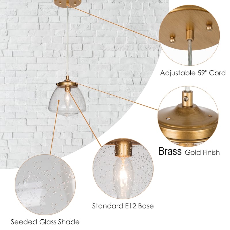 Modern Seeded Glass Mini Pendant Lights Brass Gold Kitchen Island Ceiling Lights