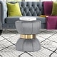 preview thumbnail 1 of 11, Adeco Modern Velvet Round Ottoman With Gold Metal Band