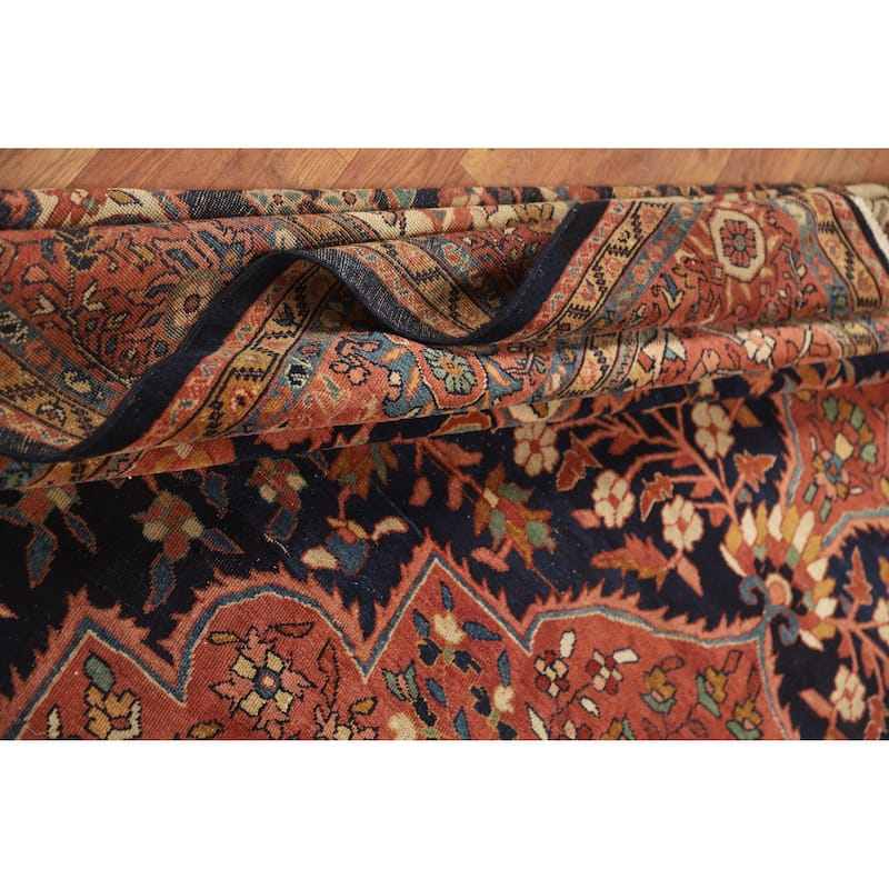 Vegetable Dye Sarouk Farahan Persian Area Rug Hand-Knotted Wool Carpet - 9'1"x 12'6"
