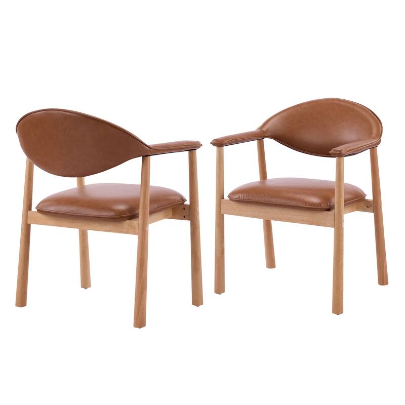 Christopher Knight Home - Modern Upholstered Rubber Wood Dining Chairs with Ergonomic Curved Back
