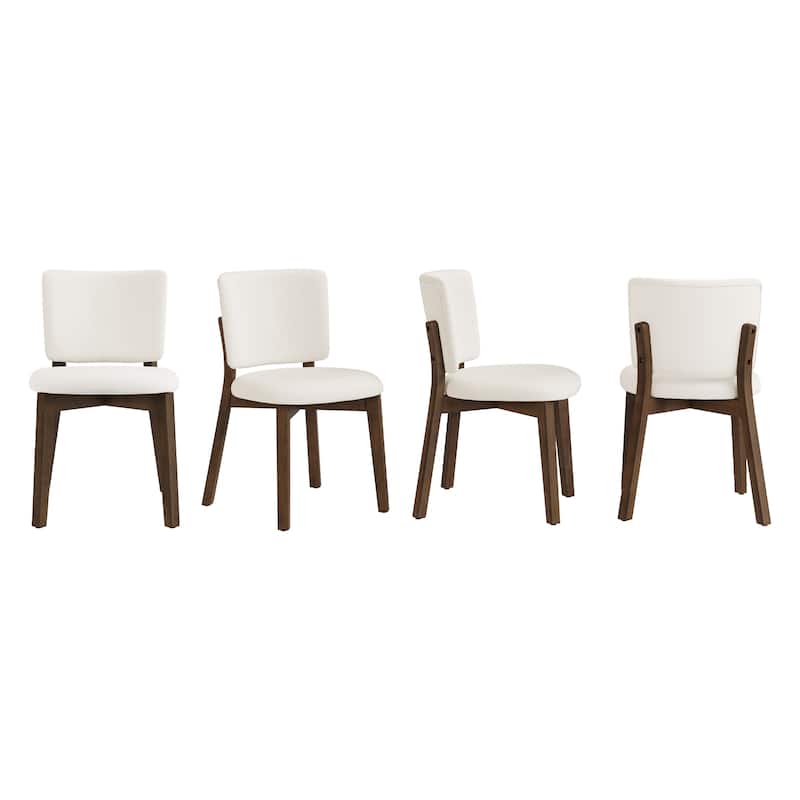 Fabric Upholstered Dining Chairs Set of 2/4 with Wooden Legs, Modern Kitchen Dining Chairs with Back, Walnut Flaxen