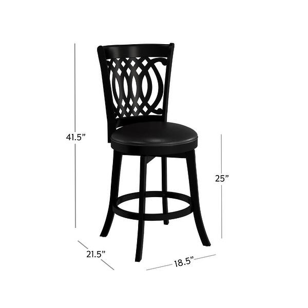 Wood Counter Height Swivel Stool with Black Vinyl Seat Bed Bath
