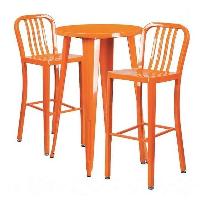 Flash Furniture Orange Metal Bar Set,24RD CH-51080BH-2-30VRT-OR-GG - 1 Each