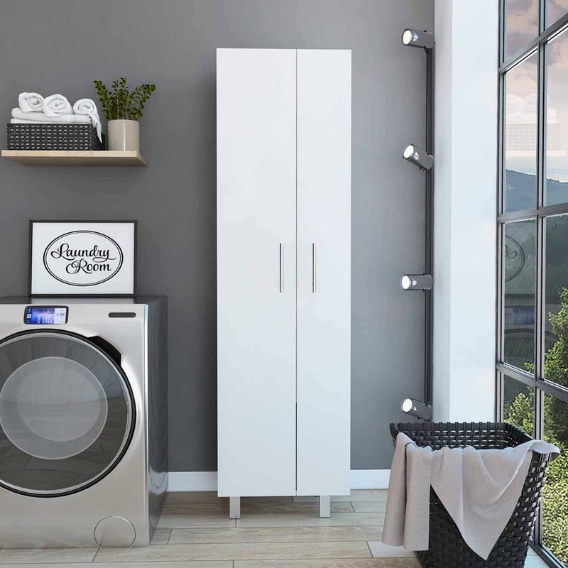 Mop and store broom storage cabinet