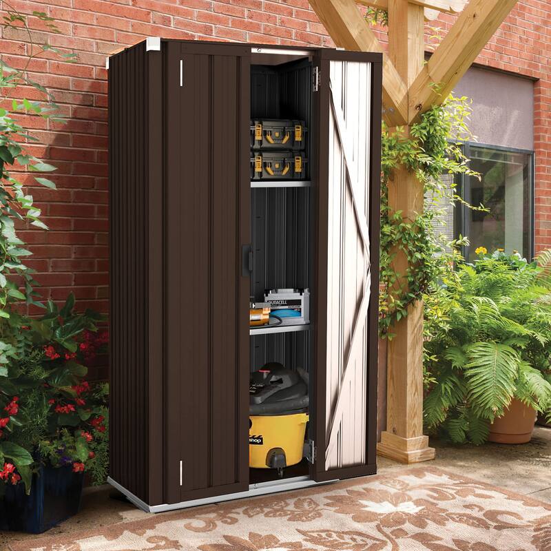 AECOJOY Storage Cabinet Waterproof with Adjustable Shelves - N/A - Brown