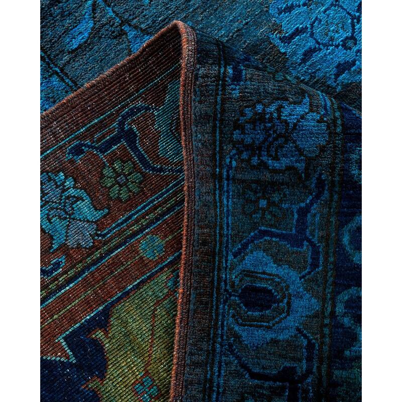 Overton Hand Knotted Wool Vintage Inspired Modern Contemporary Overdyed Black Area Rug - 10' 0" x 13' 10"