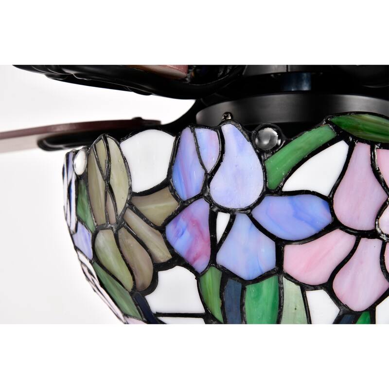 Zaina 5-Blade Lighted Ceiling Fan 2-Tier Tiffany Style Glass