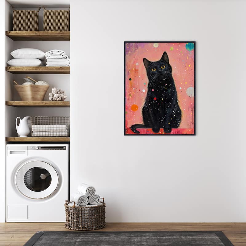 Candy Cat the Star Illustration by Justyna Jaszke Framed Canvas Wall Art