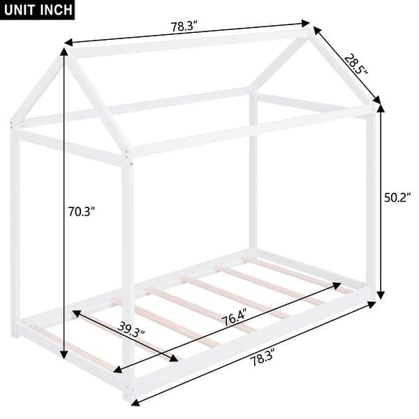Charming Wooden Twin House Bed - Fun & Durable Pine Design for Kids