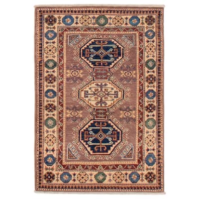 ECARPETGALLERY Hand-knotted Uzbek Ghazni Brown Wool Rug - 2'8 x 3'9