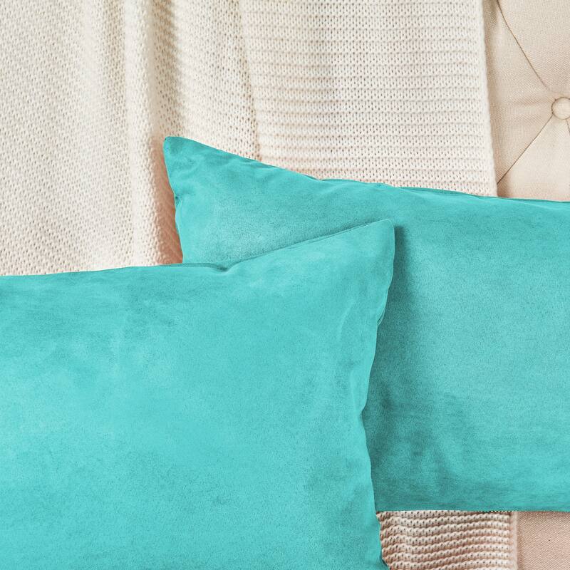 Suede 2 Piece Pillow Shell Set with Big Zipper, NO INSERT