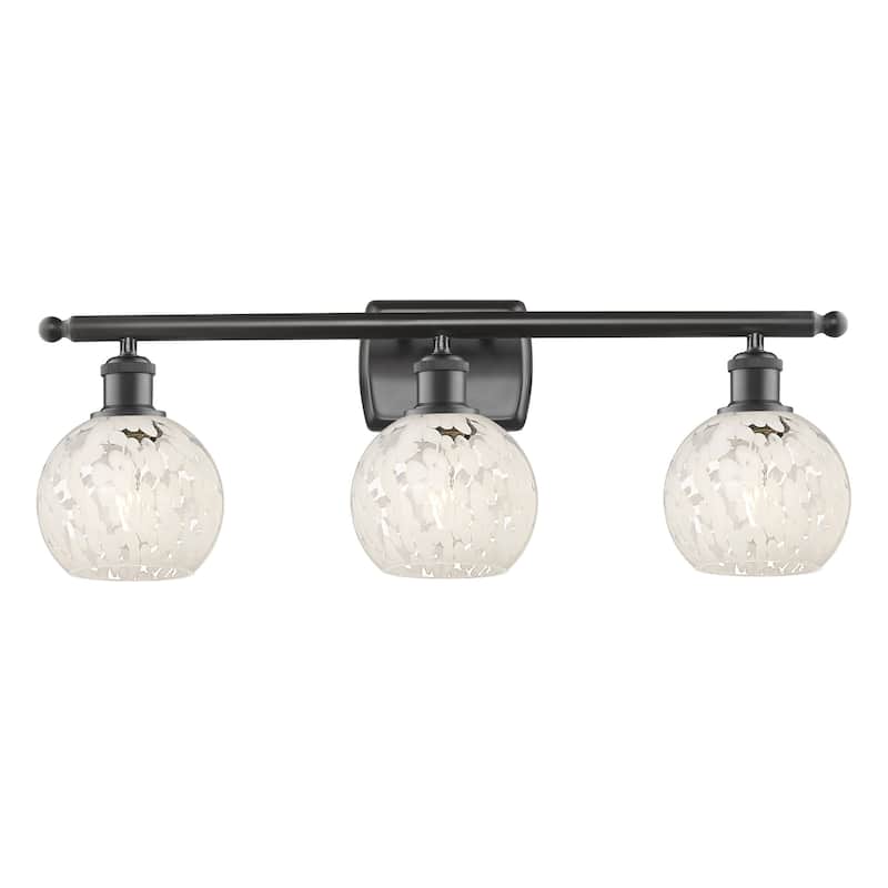 Innovations Lighting 516-3W-9-26-White Mouchette-Bathroom Vanity Light - Oil Rubbed Bronze / White Mouchette