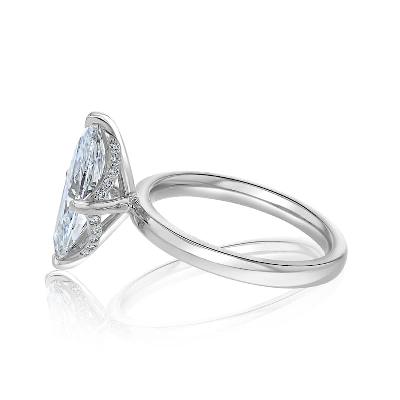 Kobelli 3.12 Carats Diamond Solid Platinum Marquise Brilliant Drape Halo Quinn Ring (EF/VS, Certified)