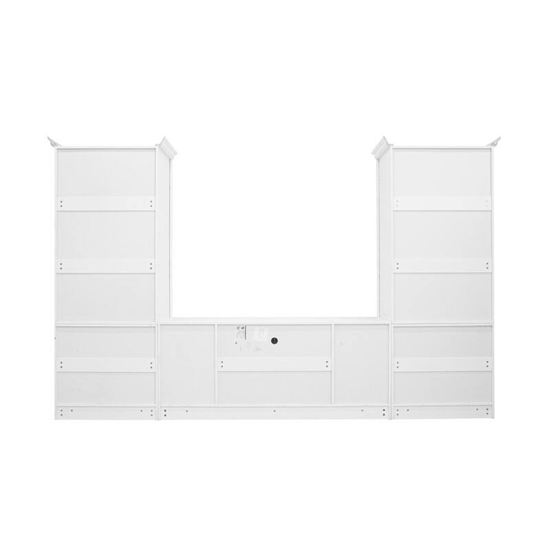 128" Wall Unit Entertainment Center with Bookshelves, TV Stand for TVs up to 80", Media Console with Glass Cabinets