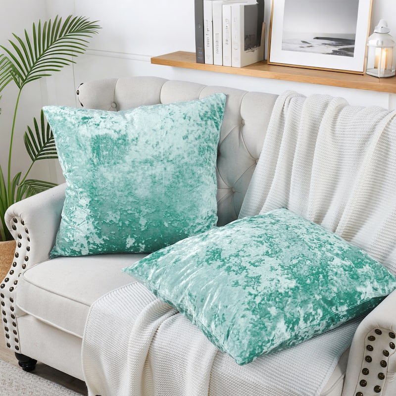 Rancho Crushed Velvet Throw Pillow Cover Set, NO INSERT - 26" x 26" - North Sea