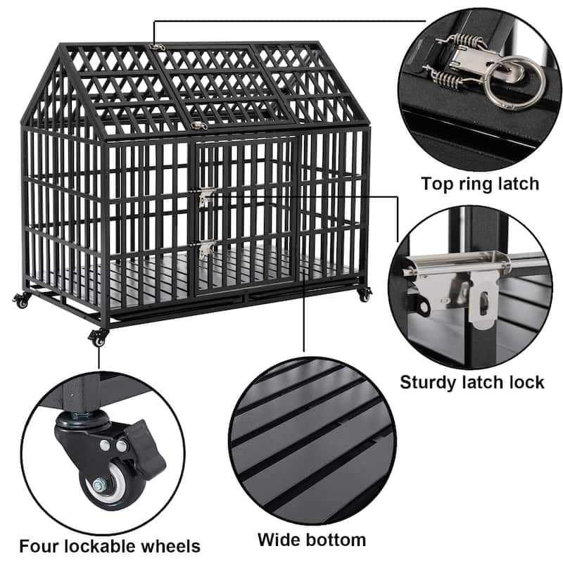 Large Dog Crate, Puppy Dog Playpen, Pet Cage for Yard, Indoor Outdoor - 52in Pointed top 