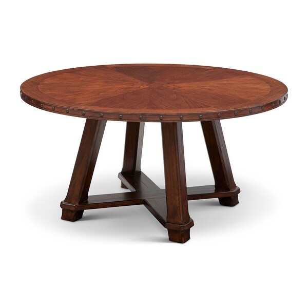 Aspen Americana 60-inch Round Sunburst Mindi & Mahogany Dining Table. Opens flyout.