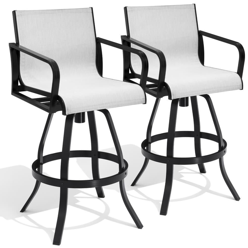 Outdoor Patio Aluminum Sunbrella Fabric Swivel Barstools