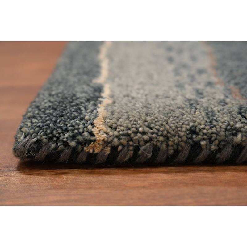 Hand Knotted Oriental 100% Wool Carpet Modern Modern Greys & Charcoal Gabbeh Area Rug - 4' 9'' X 2' 6''