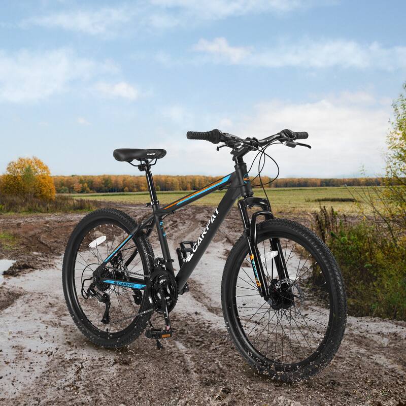 Mountain Bike - Shimano 21 Speeds, Mechanical Disc Brakes, High-Carbon Steel Frame, Suspension, Adult/Teen - 26