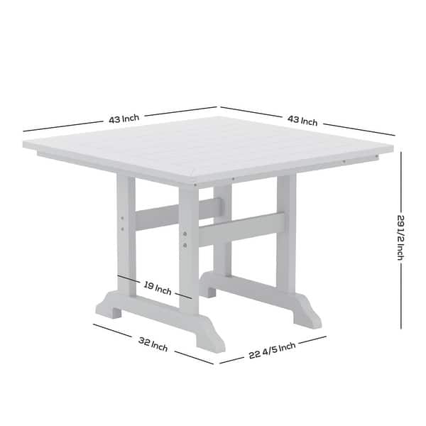 dimension image slide 1 of 2, Laguna Hdpe All Weather Outdoor Patio Dining Set with Square Table, Arm Chairs (5-Piece Set)
